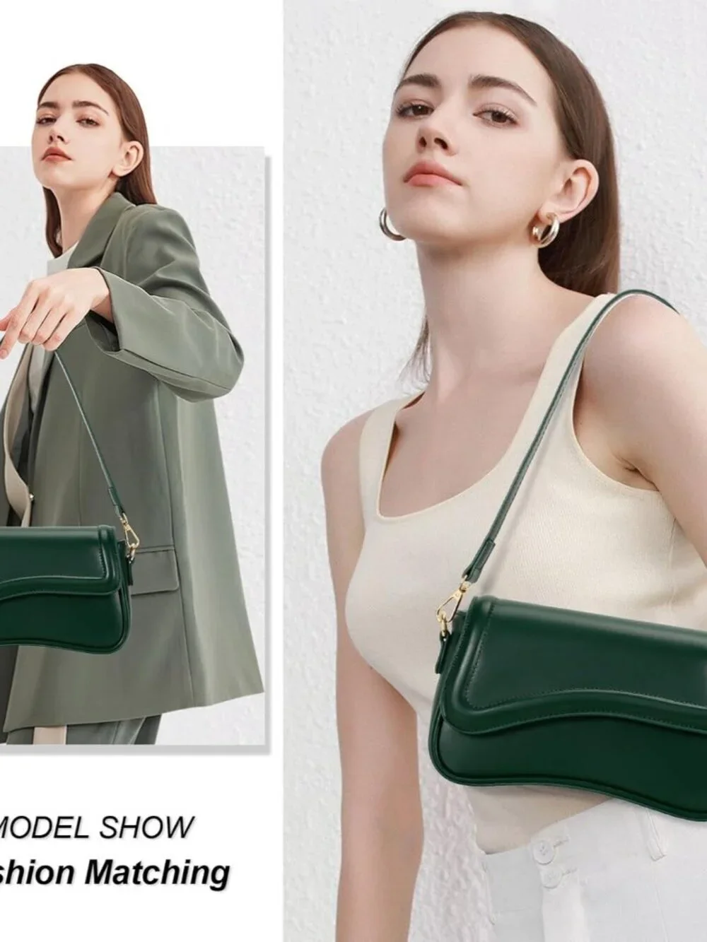 Women's Green Small Clutch Purses Cute Hobo Imported Handbag Shoulder Bag